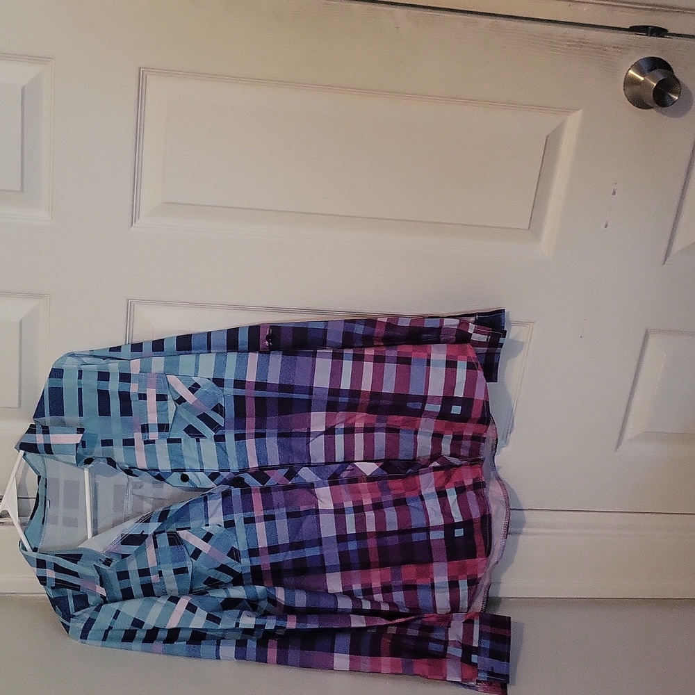 Source Unknown Multicolor Plaid Blouse